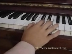 Piano teacher '_s bukkake lesson. Every student gets a perfect white sperm chiefly the face of Asako.