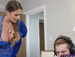 Busty MILF chick fucked by her angry gamer stepson