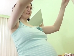 Pregnant Anastasia Plays with Her Nude Body!